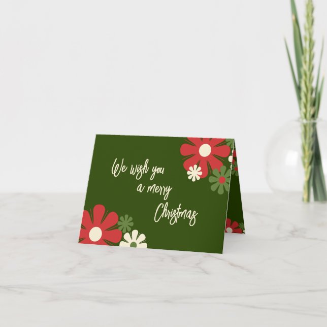 Tarjeta De Agradecimiento Navidades florales retro personalizados no fotográ (Anverso)