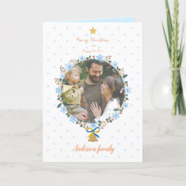 Tarjeta De Agradecimiento Navidades florales suaves y festividad fotográfica