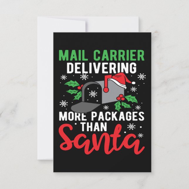 Tarjeta De Agradecimiento Navidades Funny Holiday Mailman Postman diciendo (Anverso)