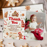 Tarjeta De Agradecimiento Navidades Gingerbread House Birthday Photo<br><div class="desc">Navidades Gingerbread House Birthday Foto Gracias Tarjeta</div>