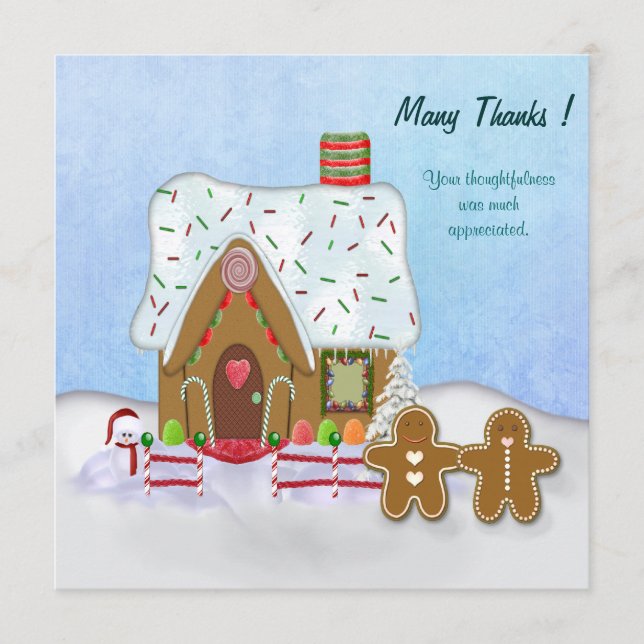 Tarjeta De Agradecimiento Navidades Gingerbread House Gracias (Anverso)