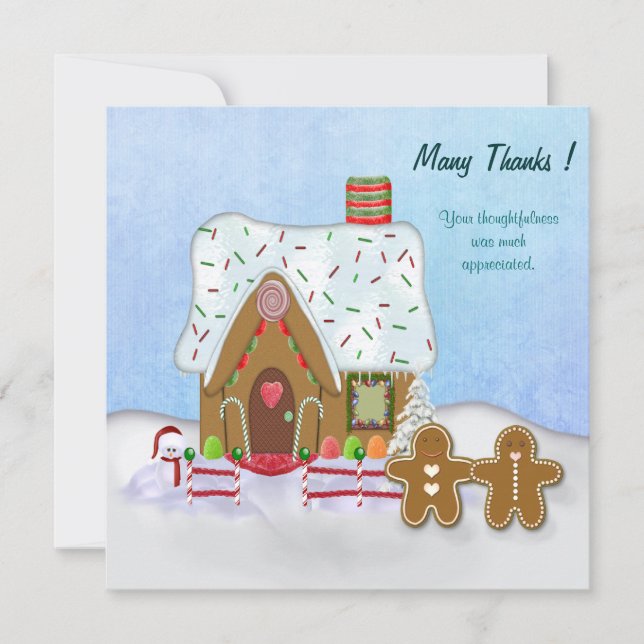Tarjeta De Agradecimiento Navidades Gingerbread House Gracias (Anverso)