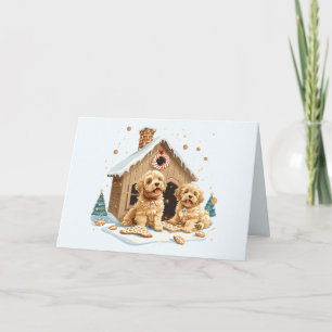 Tarjeta De Agradecimiento Navidades Golden Retriever Dogs Gingerbread House