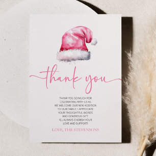 Tarjeta De Agradecimiento Navidades Gorras rosados de Santa Bebé en Baby Sho