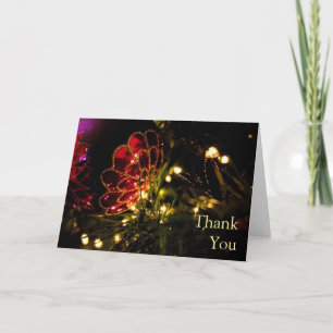 Tarjeta De Agradecimiento Navidades Gracias a Card Bauble con luces de hadas