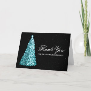 Tarjeta De Agradecimiento Navidades Gracias Bridesmaid Turquoise