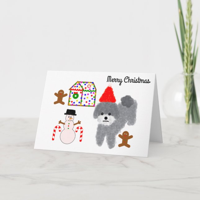 Tarjeta De Agradecimiento Navidades Gray Poodle #1 Card (Anverso)