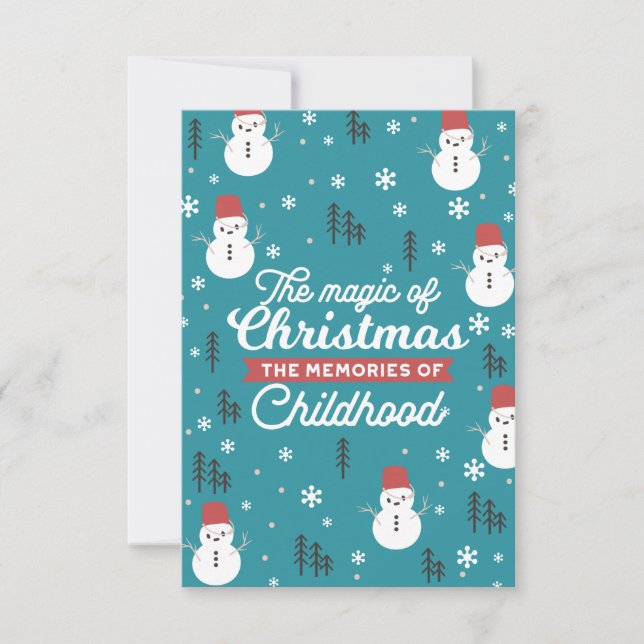 Tarjeta De Agradecimiento Navidades hombres de nieve y queridos Recuerdos ci (Anverso)