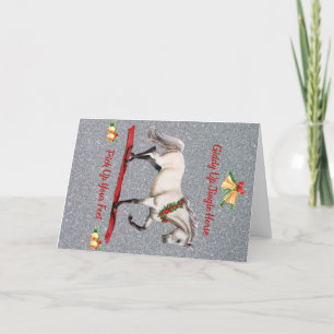 Tarjeta De Agradecimiento Navidades Horse Jingle Horse Silver Gray Holiday