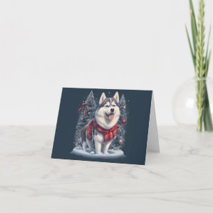 Tarjeta De Agradecimiento Navidades Husky Dog Magic Navidad Espíritu de vaca