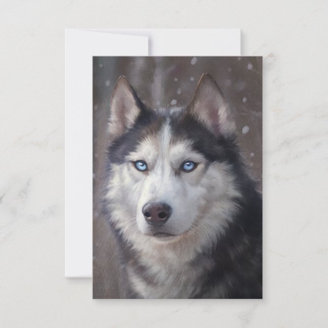 Tarjeta De Agradecimiento Navidades Husky Siberiano (Anverso)