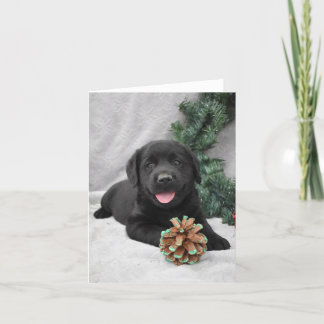 Tarjeta De Agradecimiento Navidades Labrador negro Recuperador cachorro