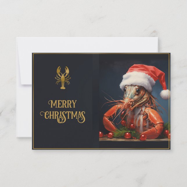 Tarjeta De Agradecimiento Navidades Lobster (Anverso)