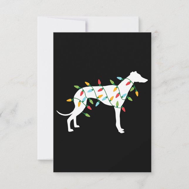 Tarjeta De Agradecimiento Navidades luces greyhound t lindo regalos perro am (Anverso)