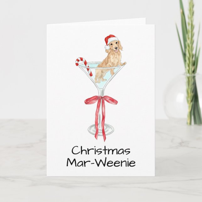 Tarjeta De Agradecimiento Navidades Mar-Weenie Dachshund (Anverso)