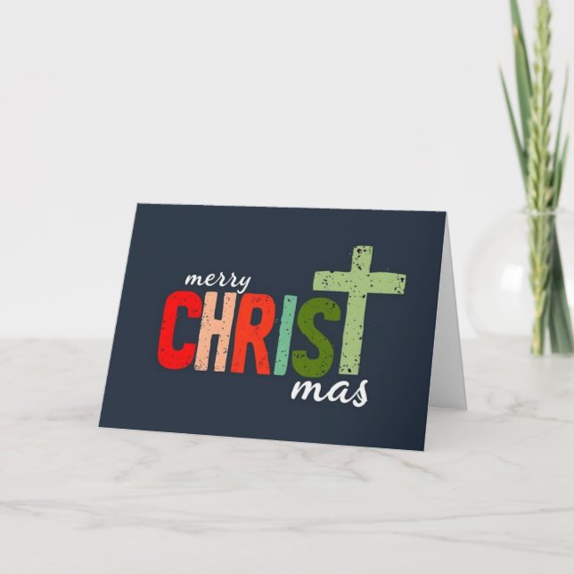 Tarjeta De Agradecimiento Navidades Mensajes de texto Feliz Cristo y Cristia (Anverso)