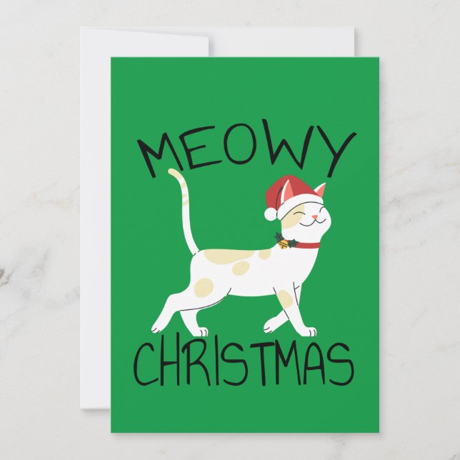 Tarjeta De Agradecimiento Navidades Meowy - Navidades divertidos (Anverso)