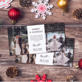 Tarjeta De Agradecimiento Navidades minimalistas Mistletoe Merry Casados