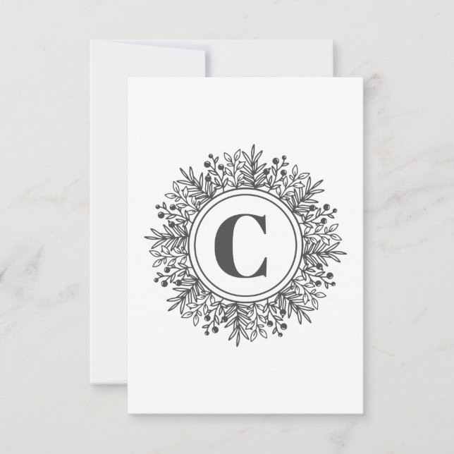 Tarjeta De Agradecimiento Navidades Monograma Snowflake (Anverso)