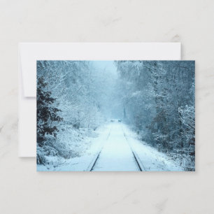 Tarjeta De Agradecimiento Navidades Nieve en vías férreas