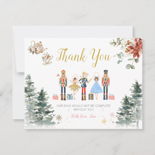 Tarjeta De Agradecimiento Navidades Nutcracker Bridal Shower Tea (Anverso)