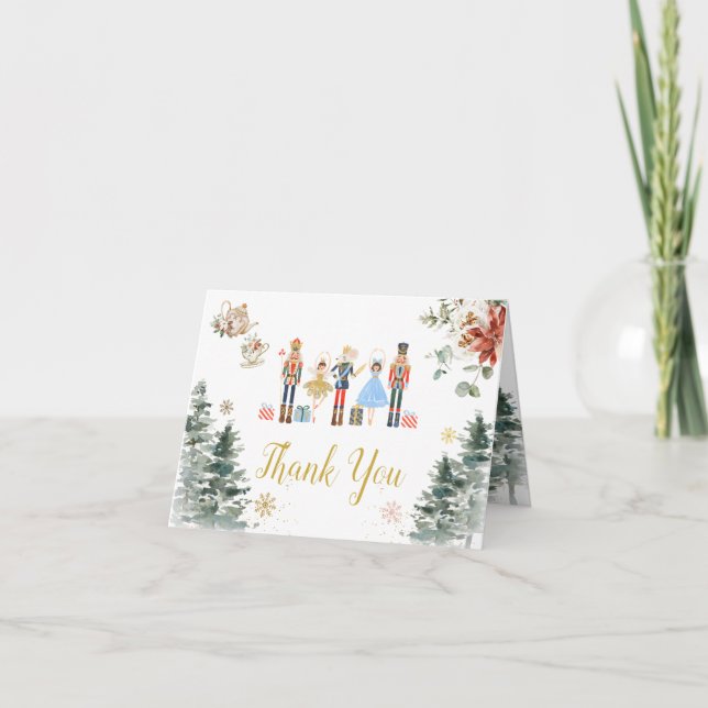 Tarjeta De Agradecimiento Navidades Nutcracker Bridal Shower Tea plegado (Anverso)