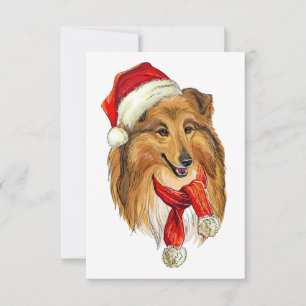 Tarjeta De Agradecimiento Navidades Perro Collie