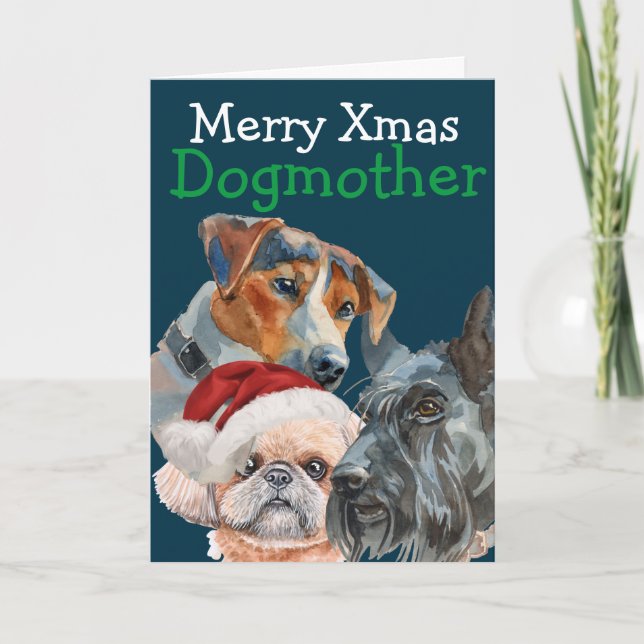 Tarjeta De Agradecimiento Navidades personalizados acuarela de su perro (Anverso)