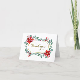 Tarjeta De Agradecimiento Navidades Poinsettia Eucalyptus Inspirador
