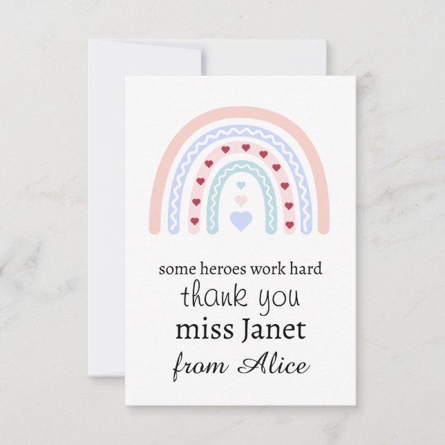 Tarjeta De Agradecimiento Navidades Profesor Gracias a regalo Hero personali (Anverso)