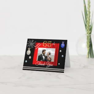 Tarjeta De Agradecimiento Navidades Purpurinas de oro 65° aniversario Boda