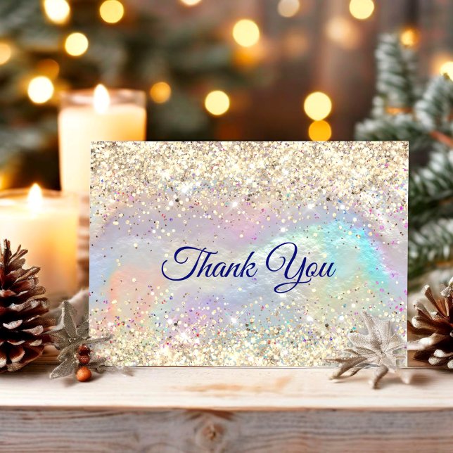 Tarjeta De Agradecimiento Navidades purpurinas de oro de imitación iridiscen (Subido por el creador)