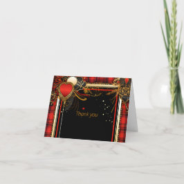 Tarjeta De Agradecimiento Navidades Red Black y Gold Boda