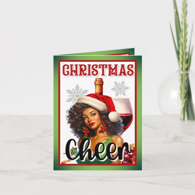 Tarjeta De Agradecimiento Navidades retro Cheer Pinup (Anverso)