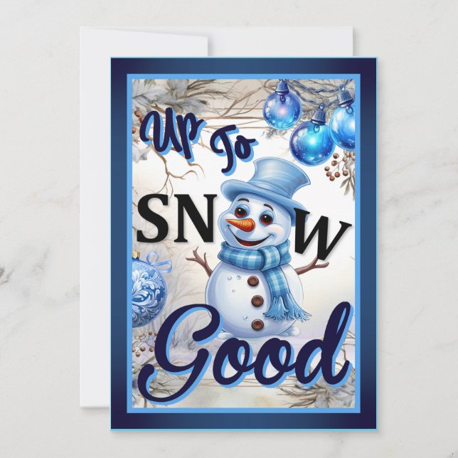 Tarjeta De Agradecimiento Navidades Retro Cutie Blue (Anverso)