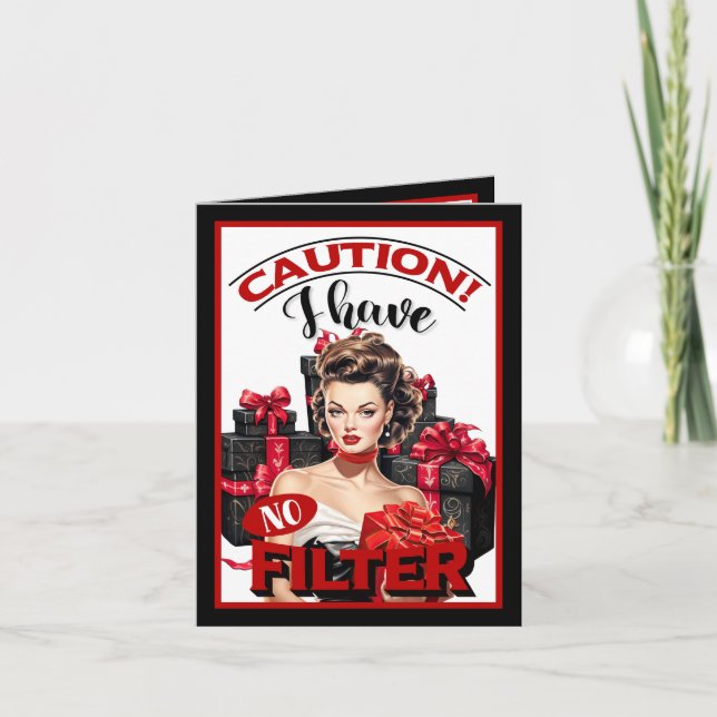 Tarjeta De Agradecimiento Navidades retro sin pinza de filtro (Anverso)