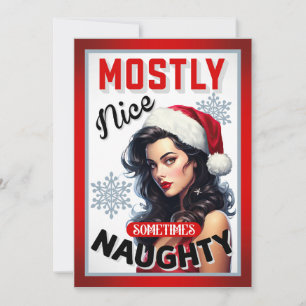 Tarjeta De Agradecimiento Navidades retro traviesos a veces traviesos pinup