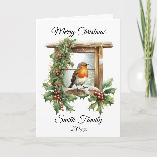 Tarjeta De Agradecimiento Navidades Robin Y Holly Card (Anverso)