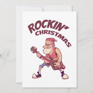 Tarjeta De Agradecimiento Navidades Rockin, Santa meciendo con Invita de gui