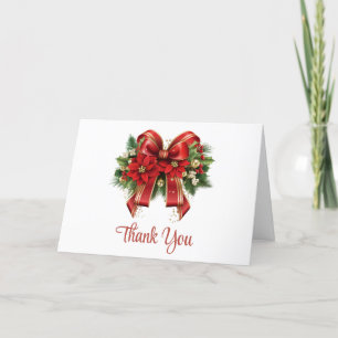 Tarjeta De Agradecimiento Navidades rojos y de oro festivos se doblan