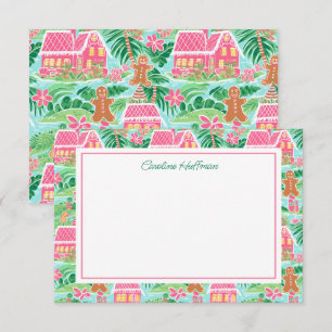 Tarjeta De Agradecimiento Navidades rosados preppy Gingerbread personalizado