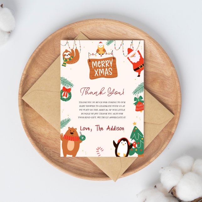 Tarjeta De Agradecimiento Navidades Santa Baby Shower (Subido por el creador)