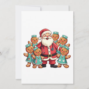 Tarjeta De Agradecimiento Navidades Santa Claus Gingerbread Enfermeras