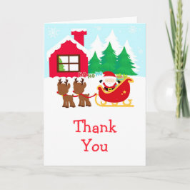 Tarjeta De Agradecimiento Navidades Santa Sleigh y los renos Feliz Navidad