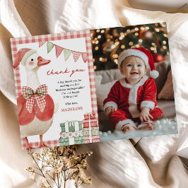 Tarjeta De Agradecimiento Navidades Silly Goose Gingham Birthday Photo