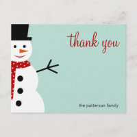 Navidades Snowman sonrientes/Tarjetas de agradecim