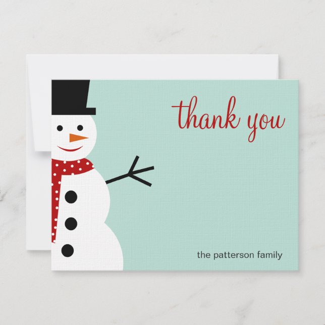 Tarjeta De Agradecimiento Navidades Snowman sonrientes/Tarjetas de agradecim (Anverso)