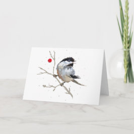 Tarjeta De Agradecimiento Navidades Snowy Chickadee
