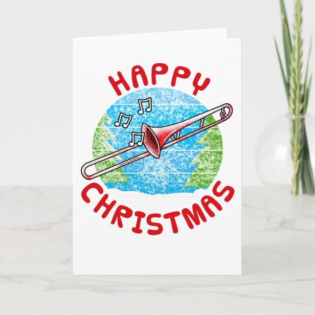 Tarjeta De Agradecimiento Navidades trombónicos: Músico trombonista de bronc (Anverso)