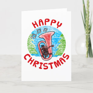 Tarjeta De Agradecimiento Navidades tuba clasifican a músico de latas tubári